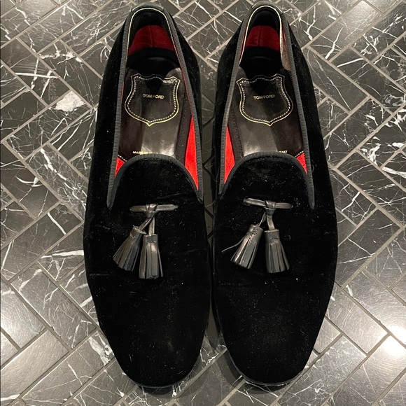 Tom Ford Black Velvet Tassel Loafers